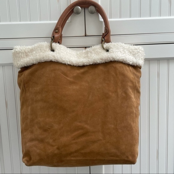 H by Halston NWT Suede & Fleece Shopper/Tote - Picture 2 of 11